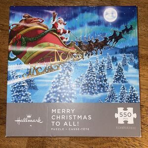 Hallmark Puzzle MERRY CHRISTMAS TO ALL Santa on his Sleigh 550 Pieces 18x24 NEW
